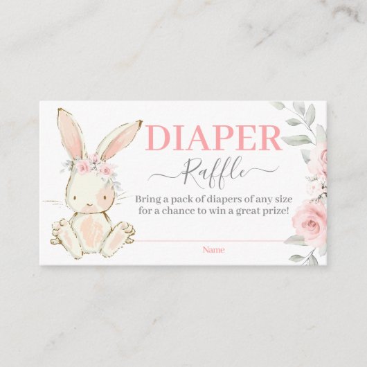 Carte D'accompagnement Fiche rabat fille Baby shower lapin (Devant)