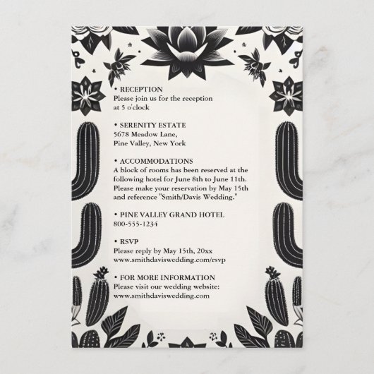 Carte D'accompagnement Fiesta Élégante Cactus Floral Mariage Mexicain (Devant)