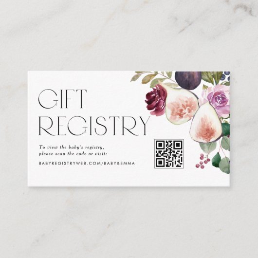 Carte D'accompagnement Figues et Baby shower d'automne Berry Code QR Regi (Devant)