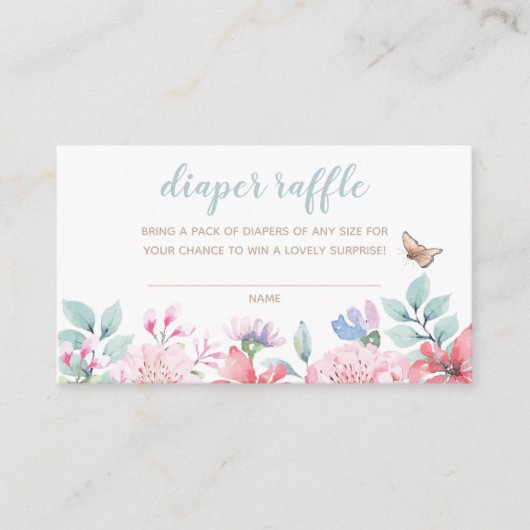 Carte D'accompagnement Filet d'aquarelle papillon botanique Raffin (Devant)