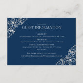 Carte D'accompagnement Filigree Art déco | Silver Navy Blue Guest Details (Devant)