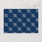 Carte D'accompagnement Filigree Art déco | Silver Navy Blue Guest Details (Dos)