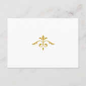 Carte D'accompagnement Filigree or élégant sur blanc, mariage RSVP (Dos)
