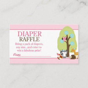 Carte D'accompagnement Fille Animaux de bois Baby shower Déchets Raffle