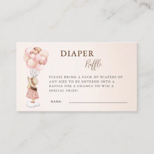 Carte D'accompagnement Fille Baby shower Aquarelle Balloon Déchets Raffle