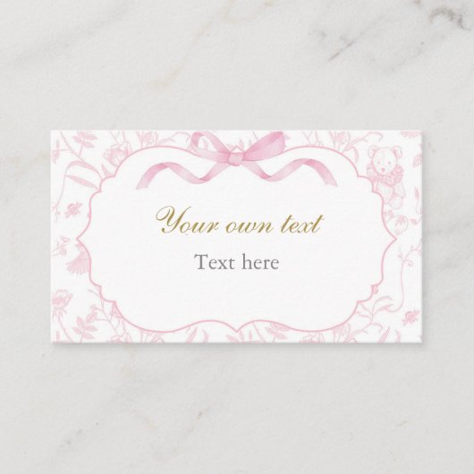 Carte D'accompagnement Fille Baby shower Bow Rose Personnalisée (Devant)