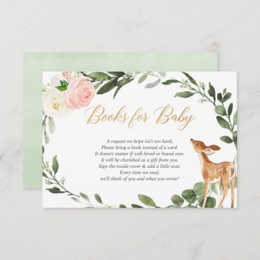 Carte D'accompagnement Fille cerf rose or vert demande d'insertion (Devant / Derrière)