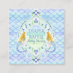Carte D'accompagnement Fille de sirène Baby shower Déchets Raffle Aquarel