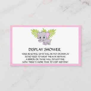 Carte D'accompagnement Fille Eléphant Baby shower Affichage Douche rose