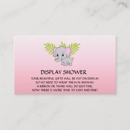 Carte D'accompagnement Fille Eléphant Baby shower Affichage Douche rose (Devant)