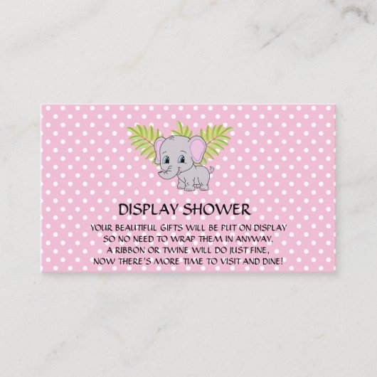 Carte D'accompagnement Fille Eléphant Baby shower Affichage Douche rose (Devant)