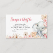 Carte D'accompagnement Fille Eléphant Boho Rose Baby shower Déchets Raffl (Devant)