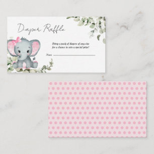 Carte D'accompagnement Fille éléphante Baby shower Déchets Raffle