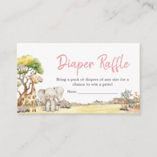 Carte D'accompagnement Fille Floral Jungle Safari Animaux Déchets Raffle