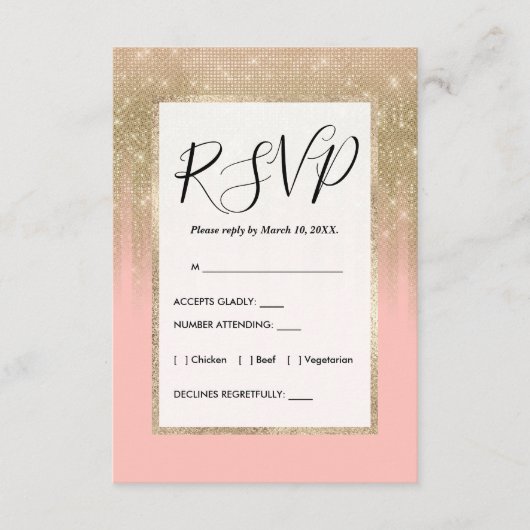 Carte D'accompagnement Fille Glamour Or rose Parties scintillant Gradient (Devant)