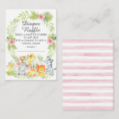 Carte D'accompagnement Fille Jungle Animaux Baby shower Déchets Raffle (Devant / Derrière)