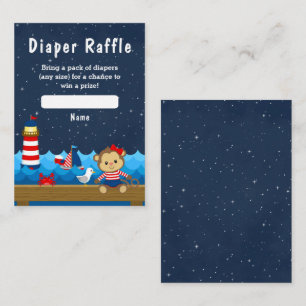 Carte D'accompagnement Fille nautique singe rouge et marine Tombola de co
