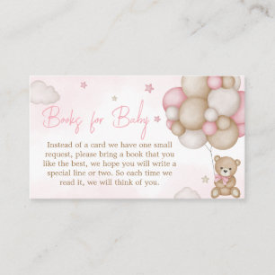 Carte D'accompagnement Fille ours Baby shower Balloon Livres pour bébé