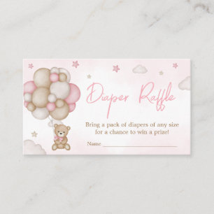 Carte D'accompagnement Fille Ours Balloon Baby shower Déchets Raffle