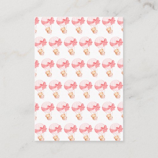 Carte D'accompagnement Fille Ours rose Balloon Baby Display Douche (Dos)