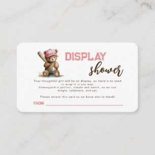 Carte D'accompagnement Fille Ourson Baseball Cadeau Non Emballe Fete Nais