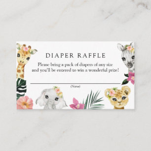Carte D'accompagnement Fille sauvage Jungle Baby shower Déchets Raffle