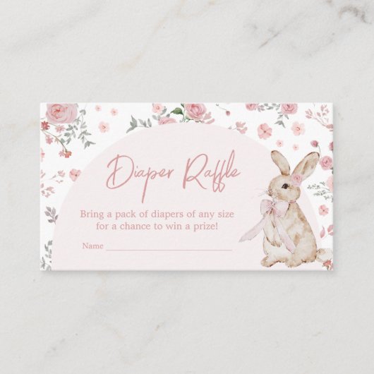 Carte D'accompagnement Fille Un Petit Lapin Baby shower Déchets Raffle (Devant)