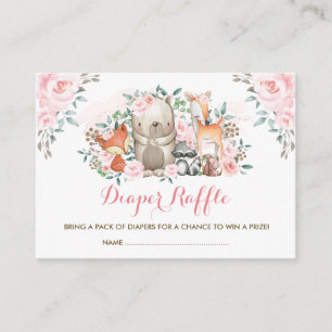 Carte D'accompagnement Fille Woodland Rose Rose Bébé Animaux Déchets Raff