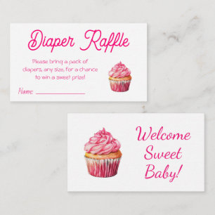 Carte D'accompagnement Filles Cupcake roseBébé Douche Déchets Raffle Tick