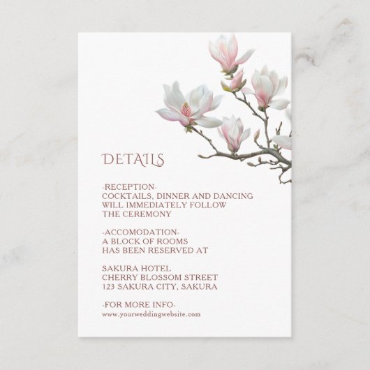 Carte D'accompagnement Fine Art Magnolia Wedding (Devant)