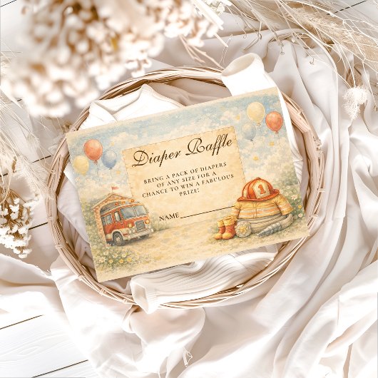 Carte D'accompagnement Fire Truck Firefighter Diapper Raffle