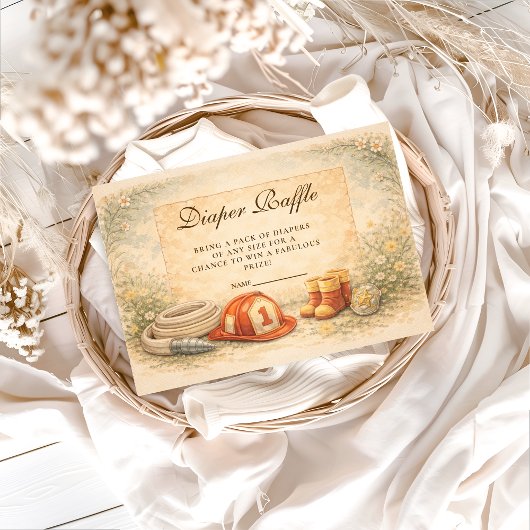 Carte D'accompagnement Firefighter Theme Diapper Raffle