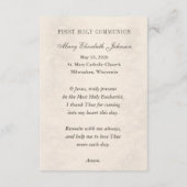 Carte D'accompagnement First Holy Communion Anima Christi Remembrance (Dos)