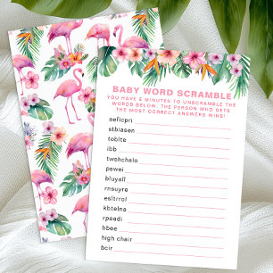 Carte D'accompagnement Flamant rose Baby shower Word Scramble Jeu