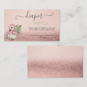 Carte D'accompagnement Flamant rose bébé Rose Parties scintillant or  Déc (Devant / Derrière)