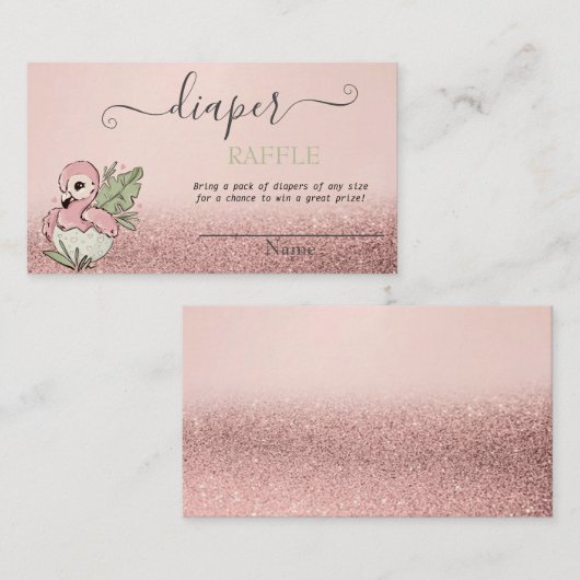 Carte D'accompagnement Flamant rose bébé Rose Parties scintillant or  Déc (Devant / Derrière)