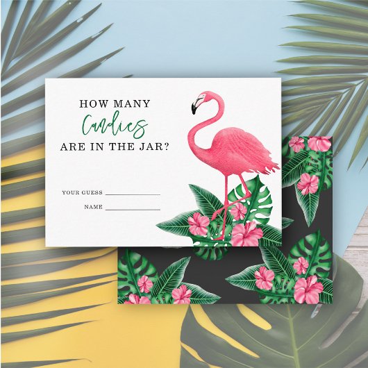 Carte D'accompagnement Flamant rose - devinez combien de bonbons sont dan