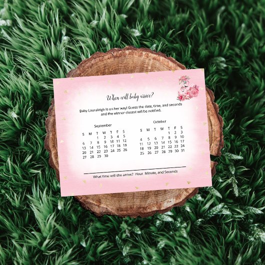 Carte D'accompagnement Flamant rose rose Ballerina Baby Arrival Prédictio