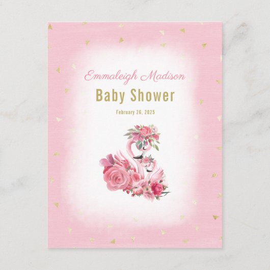 Carte D'accompagnement Flamant rose rose Ballerina Baby Arrival Prédictio (Dos)