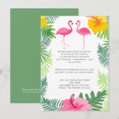 Carte D'accompagnement Flamant rose rose Tropical Détails du Mariage (Devant / Derrière)