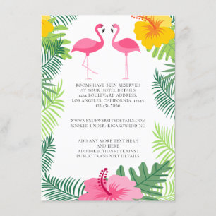 Carte D'accompagnement Flamant rose rose Tropical Détails du Mariage