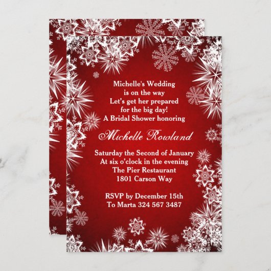 Carte D'accompagnement Flammes blanches sur Fête des mariées rouge d'hive (Devant / Derrière)