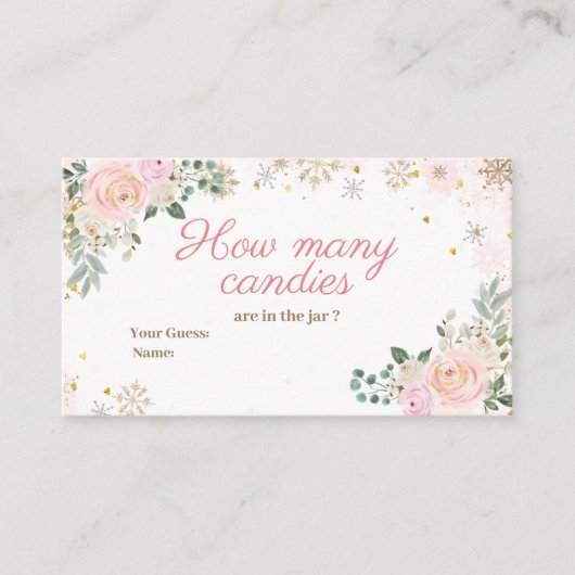 Carte D'accompagnement Fléaux de neige rose hiver Combien de bonbons (Devant)