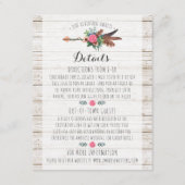 Carte D'accompagnement Flèche bohème rustique Détails du Mariage / Insert (Devant)