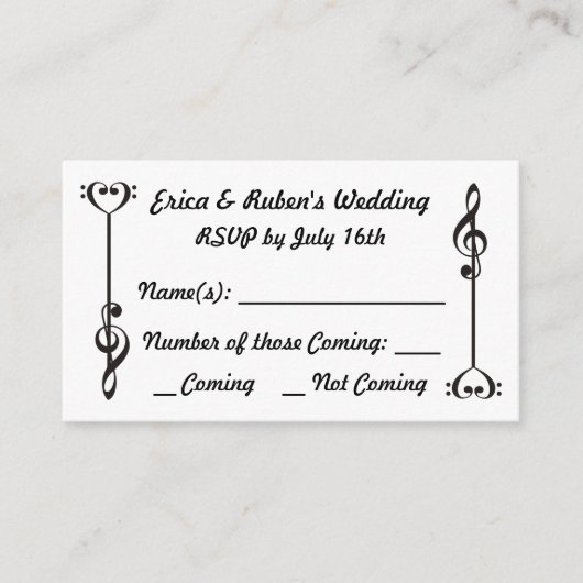 Carte D'accompagnement Flèche de musique RSVP (Devant)