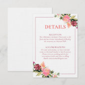 Carte D'accompagnement Fleur aquarelle double bonheur Détails mariage (Devant / Derrière)