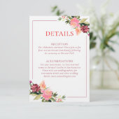 Carte D'accompagnement Fleur aquarelle double bonheur Détails mariage (Debout devant)