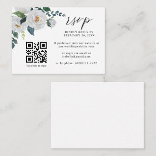 Carte D'accompagnement Fleur blanche Botanique Floral QR Code Mariage RSV