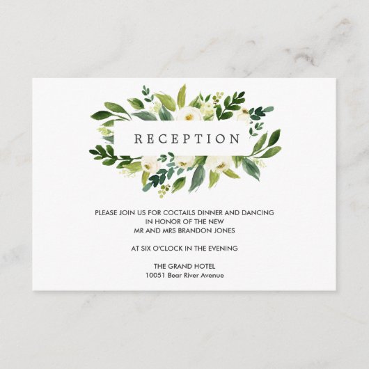 Carte D'accompagnement Fleur Blanche | Enceinte de Réception de Mariage F (Devant)