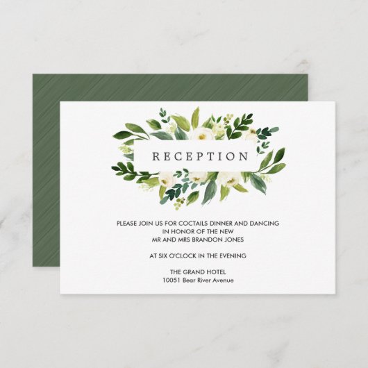 Carte D'accompagnement Fleur Blanche | Enclosure pour Réception de MARIAG (Devant / Derrière)